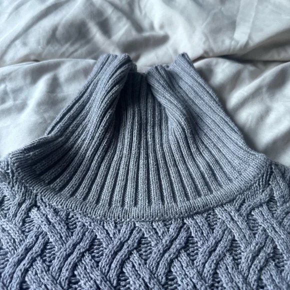 Jeanne Pierre Sweater Women’s S Gray Cable Knit Turtleneck Fisherman Pullover - Picture 3 of 8